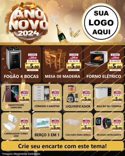 Modelo de Rede Social para Feed Instagram com o tema Feliz Ano Novo 2027 para Móveis e Eletro