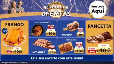 Modelo de TV para TV Horizontal com o tema Réveillon de Ofertas para Assados