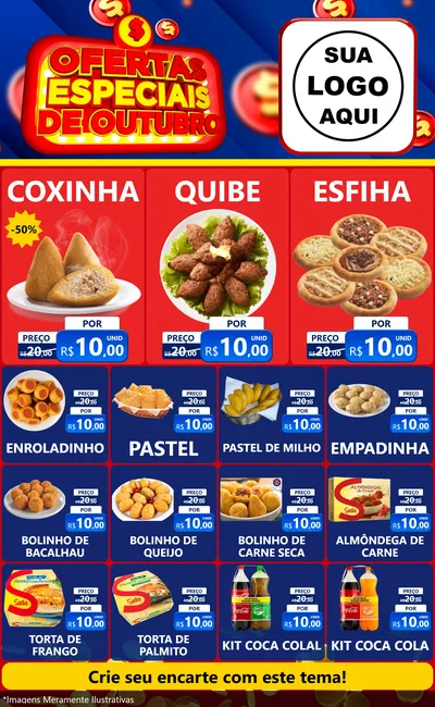 Modelo de Encarte para Encarte Grande com o tema Ofertas Especiais de Outubro para Salgadaria