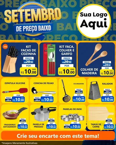 Modelo de Rede Social para Feed Instagram com o tema Setembro De Preço Baixo para Utilidades Domésticas