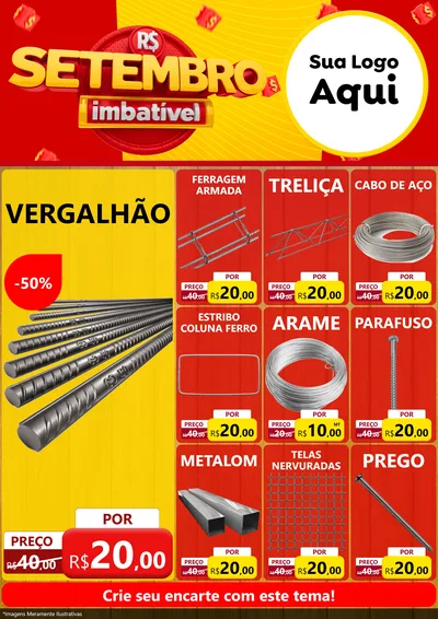 Modelo de Encarte para Encarte A4 Vertical com o tema Setembro Imbatível para Ferragens