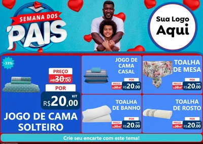 Modelo de Encarte para Encarte A4 Horizontal com o tema Semana Dos Pais para Cama, Mesa e Banho