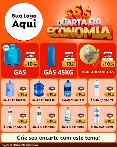 Modelo de Rede Social para Feed Instagram com o tema Quarta da Economia para Água e gás