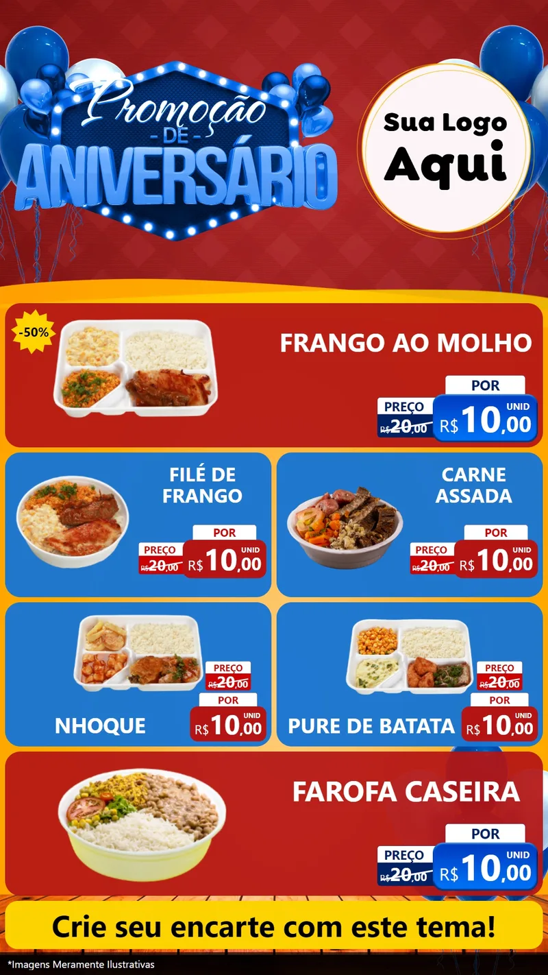 Modelo de TV para TV Vertical com o tema Promoção de Aniversário para Restaurante