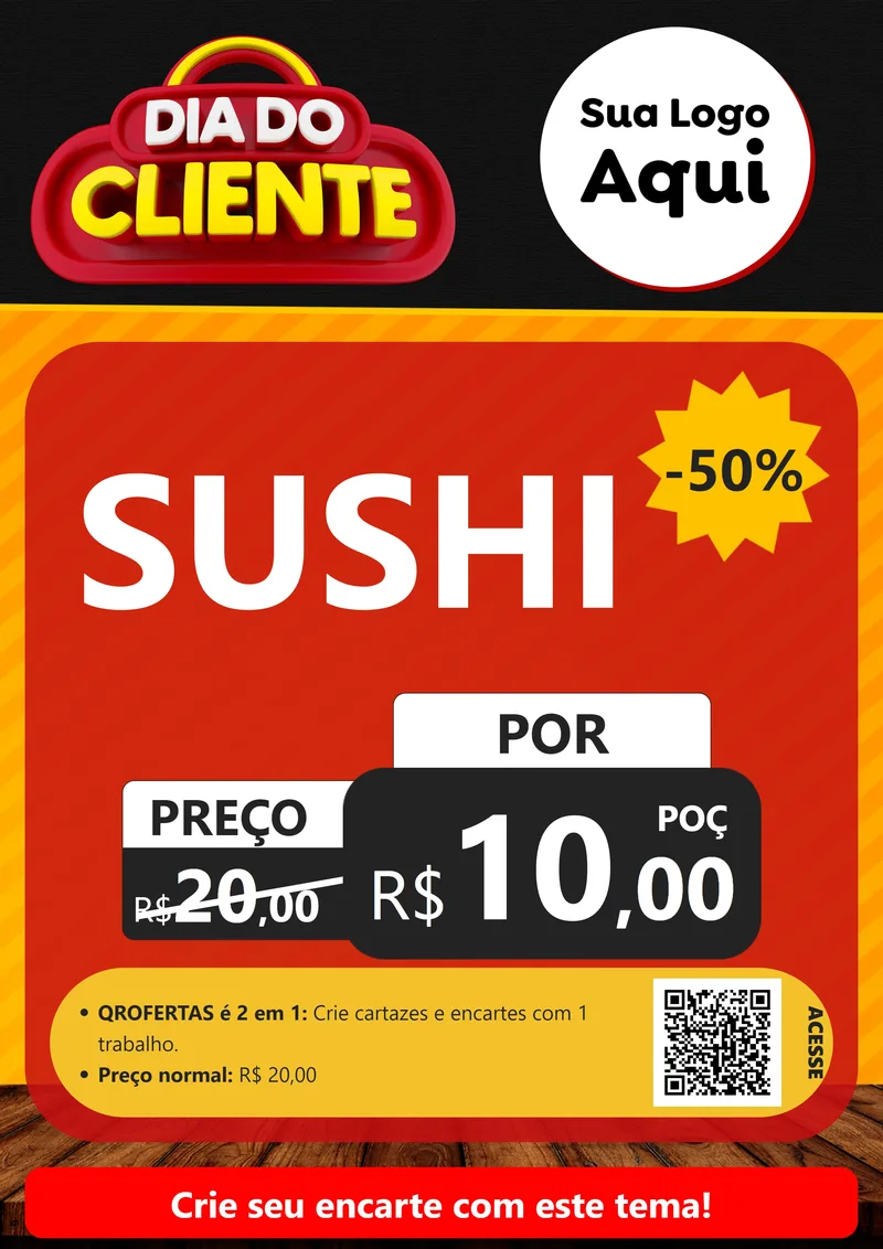 Modelo de Cartaz para Cartaz A4 Vertical com o tema Dia do Cliente para Comida japonesa