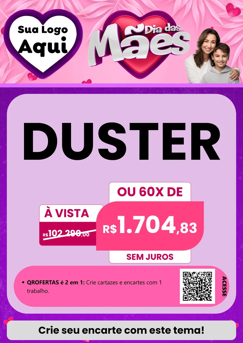 Modelo de Cartaz para Cartaz A4 Vertical com o tema Dia das Mães para Concessionaria de Carros