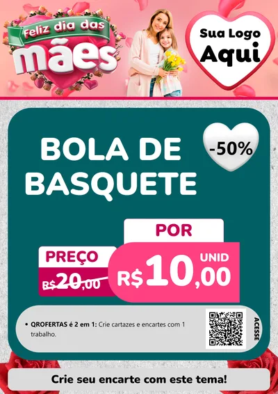Modelo de Cartaz para Cartaz A4 Vertical com o tema Feliz Dia das Mães para Artigos Esportivos