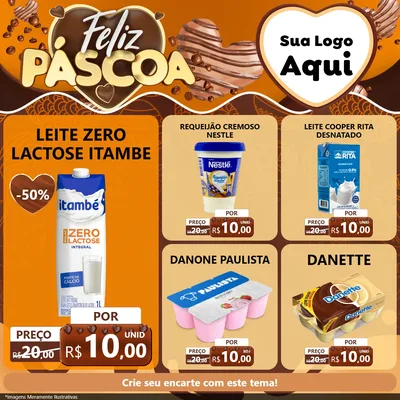 Modelo de Rede Social para Feed Facebook com o tema Feliz Páscoa para Frios e Laticínios