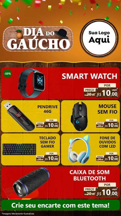 Modelo de TV para TV Vertical com o tema Dia do Gaúcho para Informática