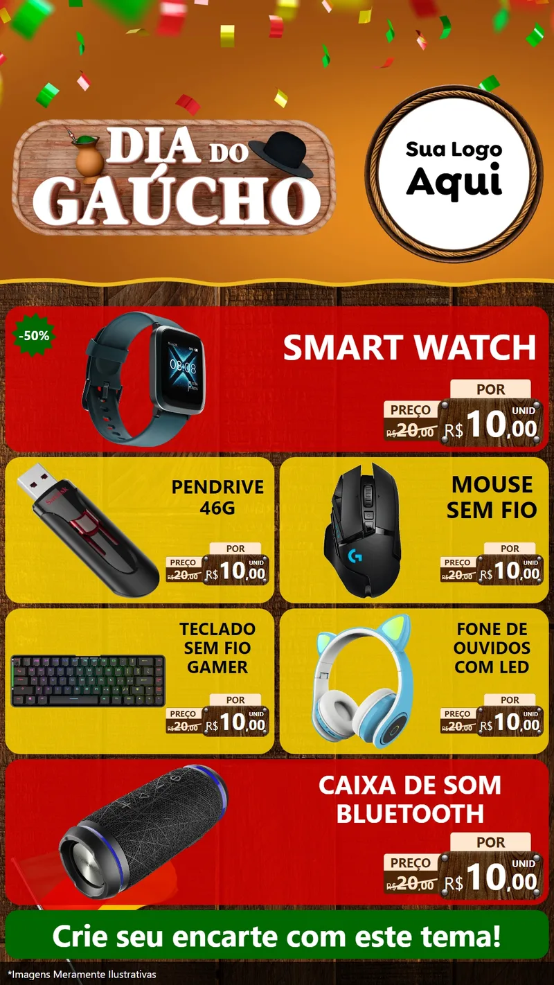 Modelo de TV para TV Vertical com o tema Dia do Gaúcho para Informática