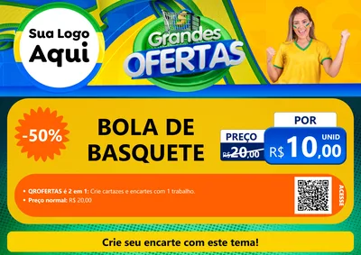 Modelo de Cartaz para Cartaz A4 Horizontal com o tema Grandes Ofertas para Artigos Esportivos