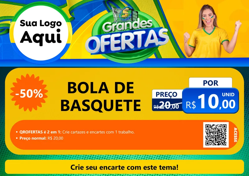 Modelo de Cartaz para Cartaz A4 Horizontal com o tema Grandes Ofertas para Artigos Esportivos