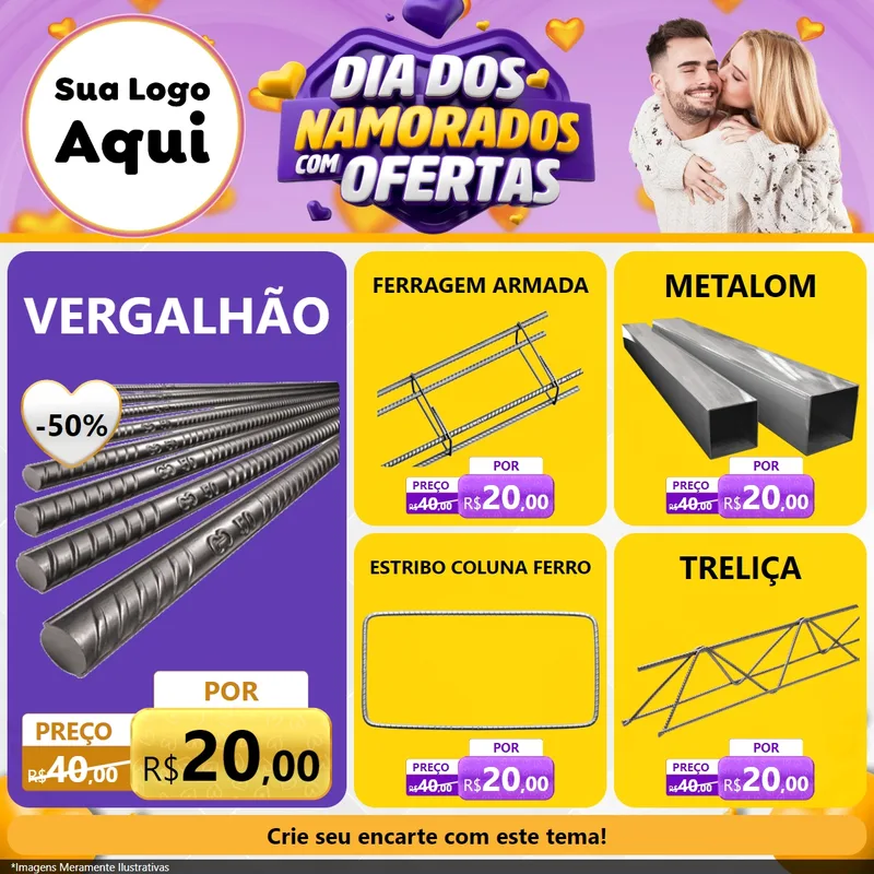 Modelo de Rede Social para Feed Facebook com o tema Dia Dos Namorados Com Ofertas para Ferragens