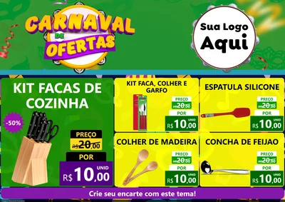 Modelo de Encarte para Encarte A4 Horizontal com o tema Carnaval de Ofertas para Utilidades Domésticas