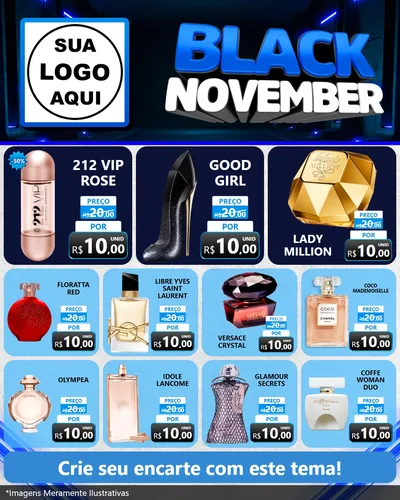Modelo de Rede Social para Feed Instagram com o tema Black November para Perfumes