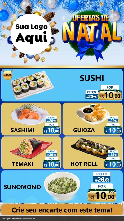 Modelo de TV para TV Vertical com o tema Ofertas de Natal para Comida japonesa