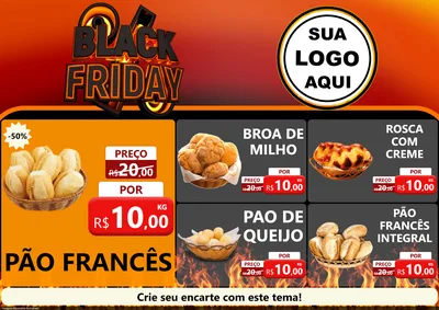 Modelo de Encarte para Encarte A4 Horizontal com o tema Black Friday para Padaria