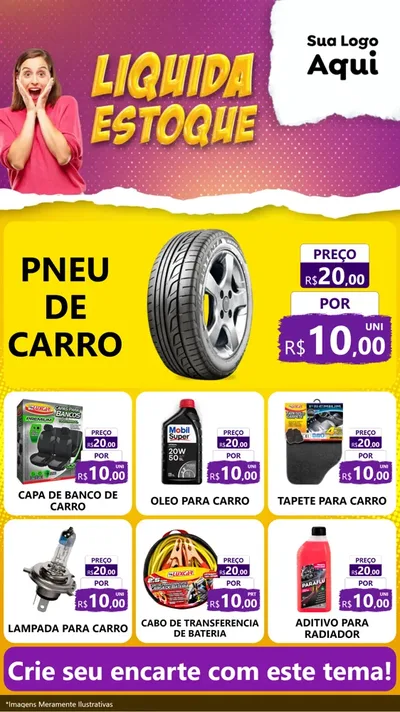 Modelo de Rede Social para Stories com o tema Liquida estoque para Auto peças