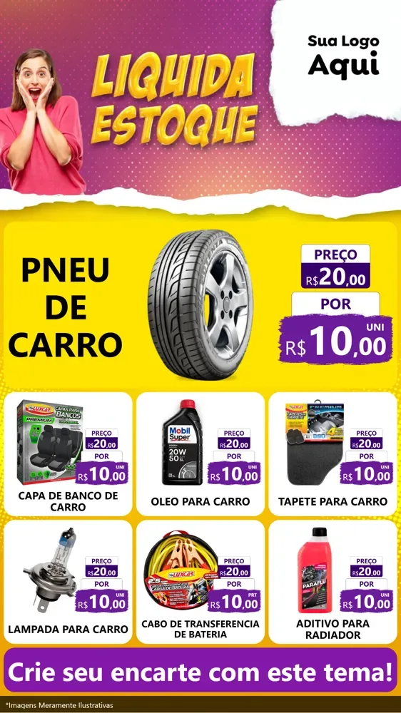 Modelo de Rede Social para Stories com o tema Liquida estoque para Auto peças