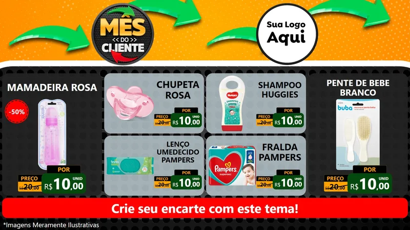 Modelo de TV para TV Horizontal com o tema Mês do Cliente para Bebês