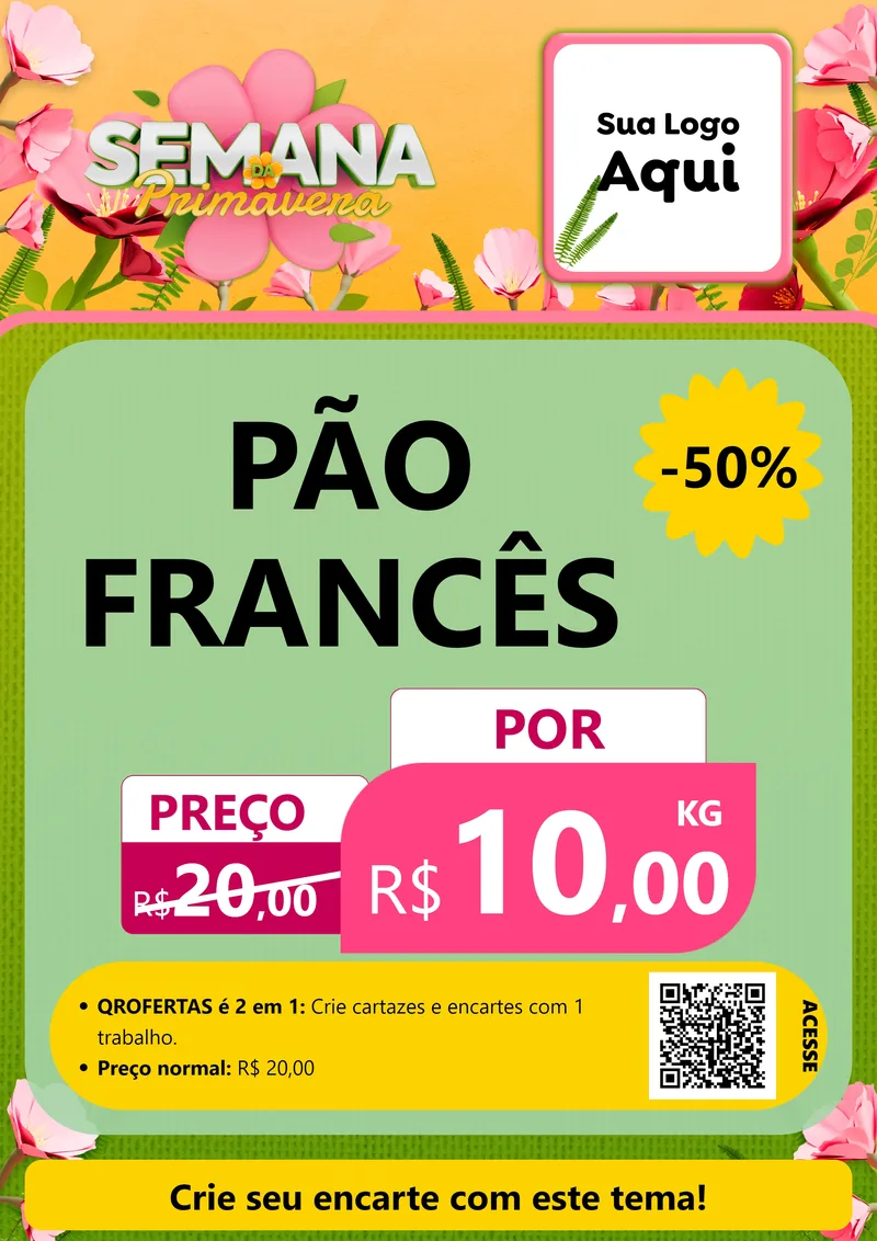 Modelo de Cartaz para Cartaz A4 Vertical com o tema Semana da Primavera para Padaria