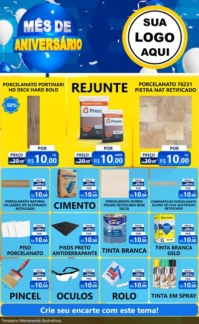 Modelo de Encarte para Encarte Grande com o tema Mês de Aniversário para Pisos e revestimentos