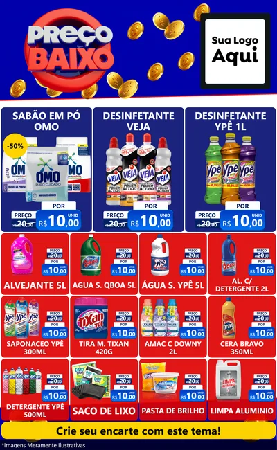 Modelo de Encarte para Encarte Grande com o tema Preço Baixo para Produtos de Limpeza