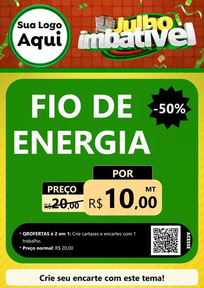 Modelo de Cartaz para Cartaz A4 Vertical com o tema Julho Imbatível para Materiais Elétricos