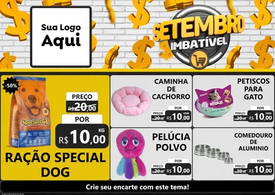 Modelo de Encarte para Encarte A4 Horizontal com o tema Setembro Imbatível para Pet Shop