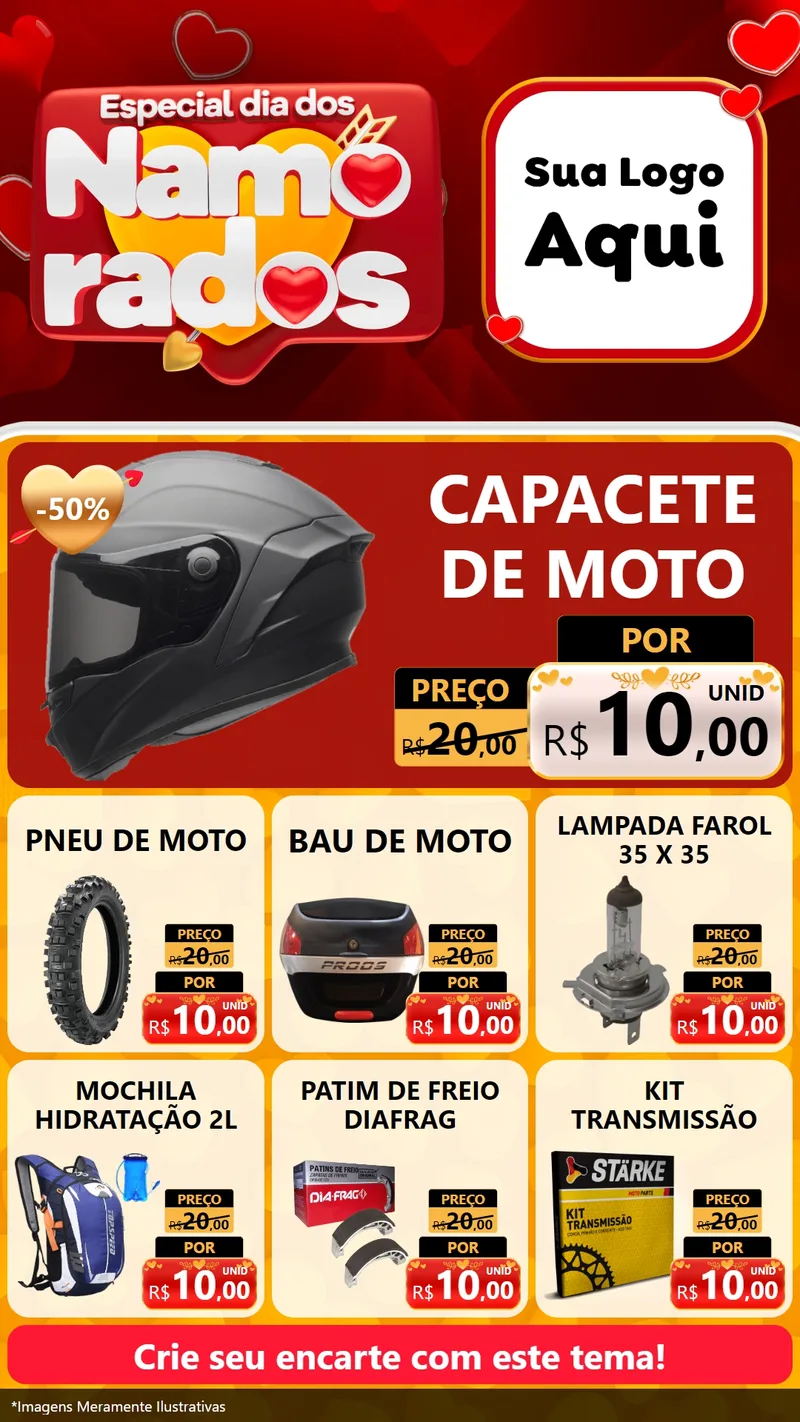 Modelo de Rede Social para Stories com o tema Especial Dia dos Namorados para Moto peças