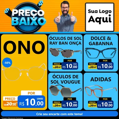 Modelo de Rede Social para Feed Facebook com o tema Preço Baixo para Óticas