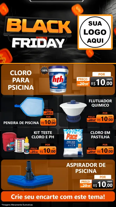 Modelo de TV para TV Vertical com o tema Black Friday para Produtos para Piscina