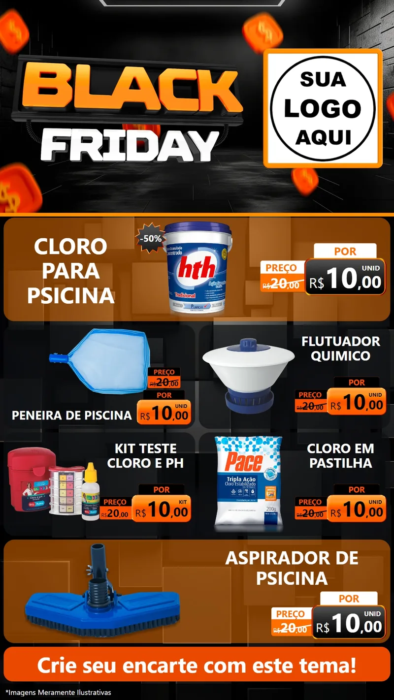 Modelo de TV para TV Vertical com o tema Black Friday para Produtos para Piscina