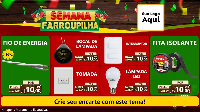 Modelo de TV para TV Horizontal com o tema Semana Farroupilha para Materiais Elétricos
