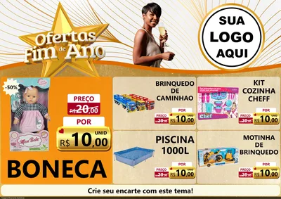 Modelo de Encarte para Encarte A4 Horizontal com o tema Ofertas Fim de Ano para Brinquedos