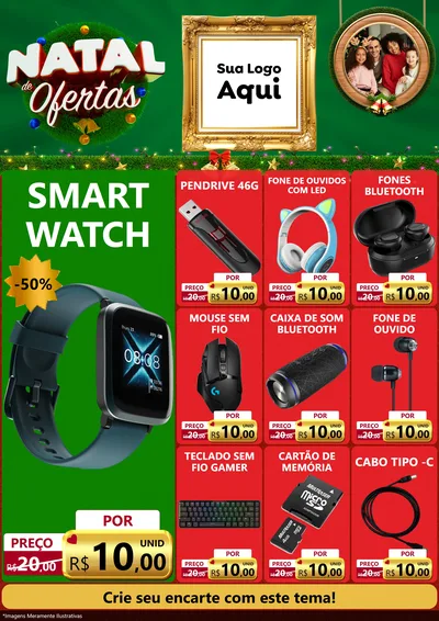 Modelo de Encarte para Encarte A4 Vertical com o tema Natal de Ofertas para Informática