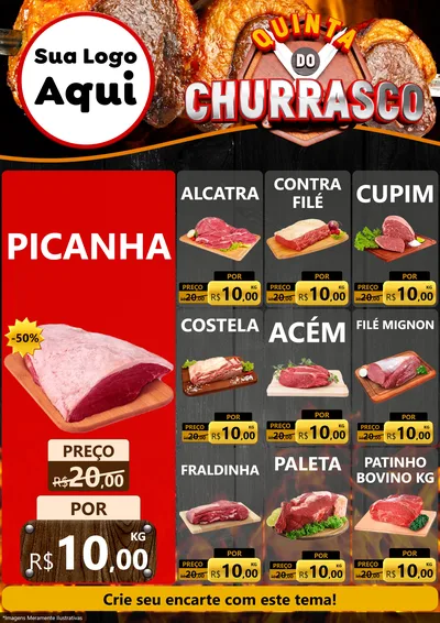 Modelo de Encarte para Encarte A4 Vertical com o tema Quinta do Açougue para Açougue