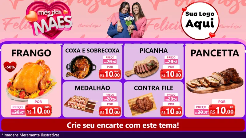 Modelo de TV para TV Horizontal com o tema Mês Das Mães para Assados