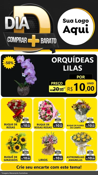 Modelo de Rede Social para Stories com o tema Dia D Mais Economia para Floricultura e jardim