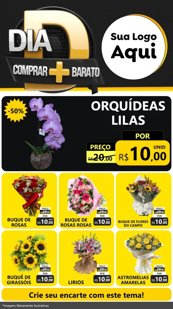 Modelo de Rede Social para Stories com o tema Dia D Mais Economia para Floricultura e jardim