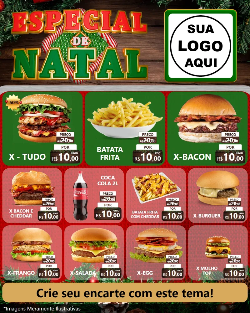 Modelo de Rede Social para Feed Instagram com o tema Especial de Natal para Hamburgueria