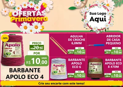 Modelo de Encarte para Encarte A4 Horizontal com o tema Ofertas de Primavera para Armarinho e Aviamentos