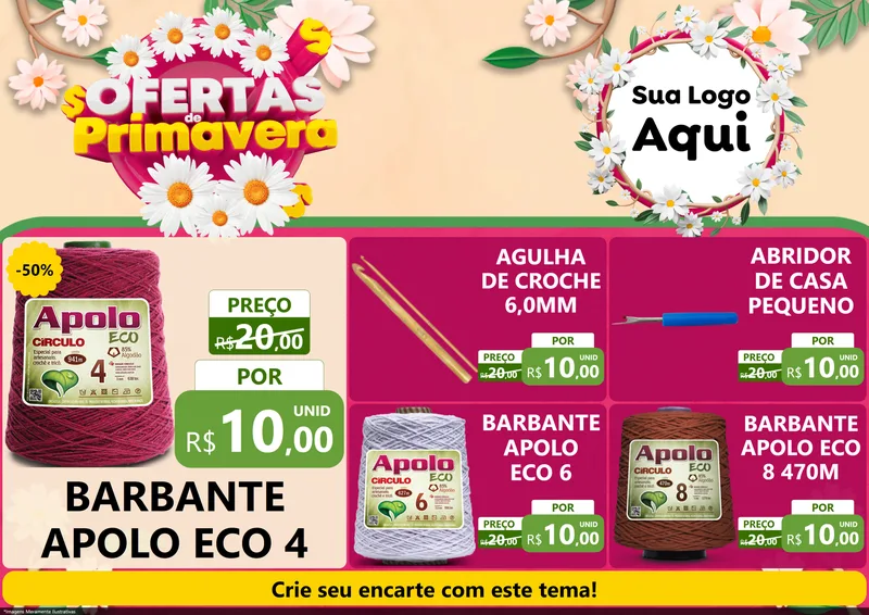 Modelo de Encarte para Encarte A4 Horizontal com o tema Ofertas de Primavera para Armarinho e Aviamentos