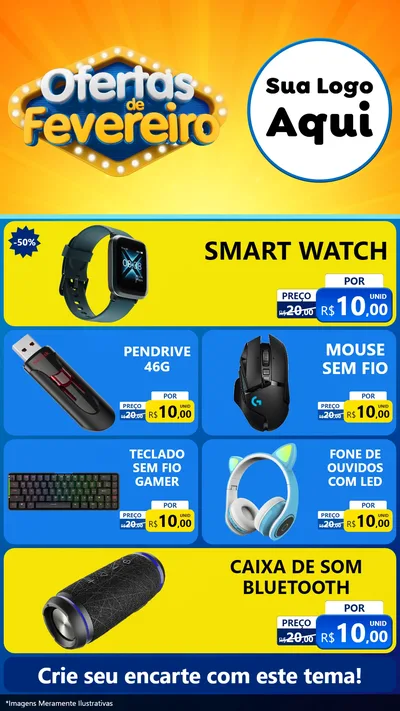 Modelo de TV para TV Vertical com o tema Ofertas de Fevereiro para Informática