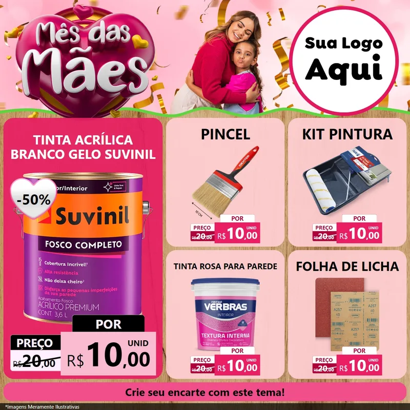 Modelo de Rede Social para Feed Facebook com o tema Mês das Mães para Tintas e Ferramentas