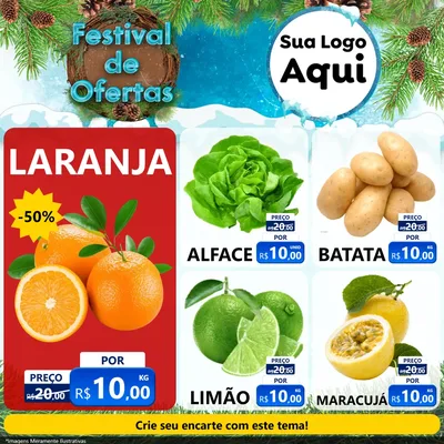 Modelo de Rede Social para Feed Facebook com o tema Festival de Ofertas - Inverno para Hortifrúti