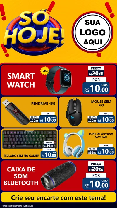 Modelo de TV para TV Vertical com o tema Só Hoje! para Informática