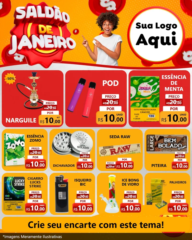 Modelo de Rede Social para Feed Instagram com o tema Saldão de Janeiro para Tabacaria