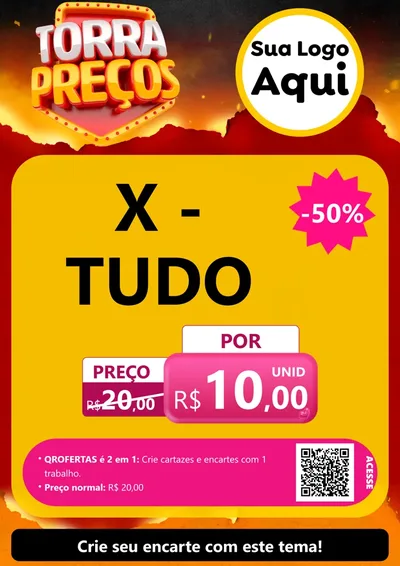 Modelo de Cartaz para Cartaz A4 Vertical com o tema Torra Preços para Hamburgueria