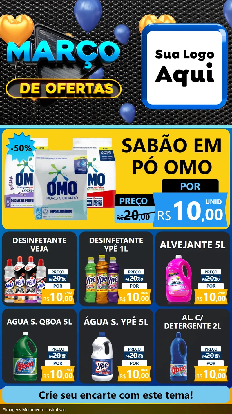 Modelo de Rede Social para Stories com o tema Março de Ofertas para Produtos de Limpeza